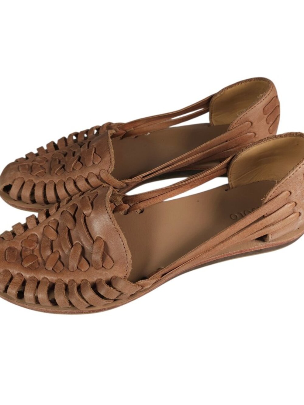 NISOLO Huarache Sandals Light Brown Leather Woven Made in PERU Women's 7